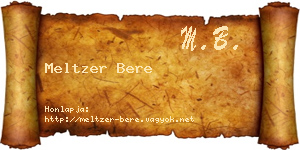 Meltzer Bere névjegykártya